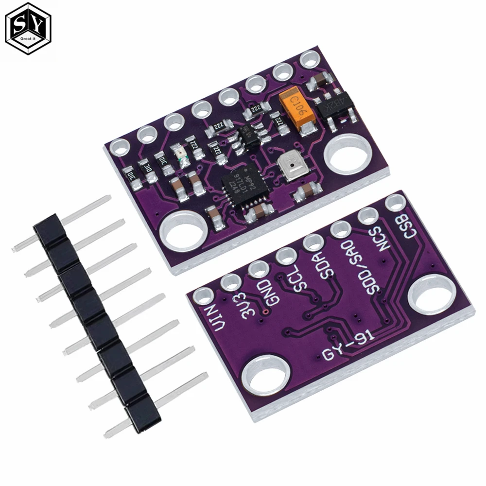 1PCS MPU-9250 MPU9250 BMP280 SPI IIC/I2C 10DOF Acceleration Gyroscope Compass 9-Axis Sensor Board Module GY-91 For Arduino 3-5V