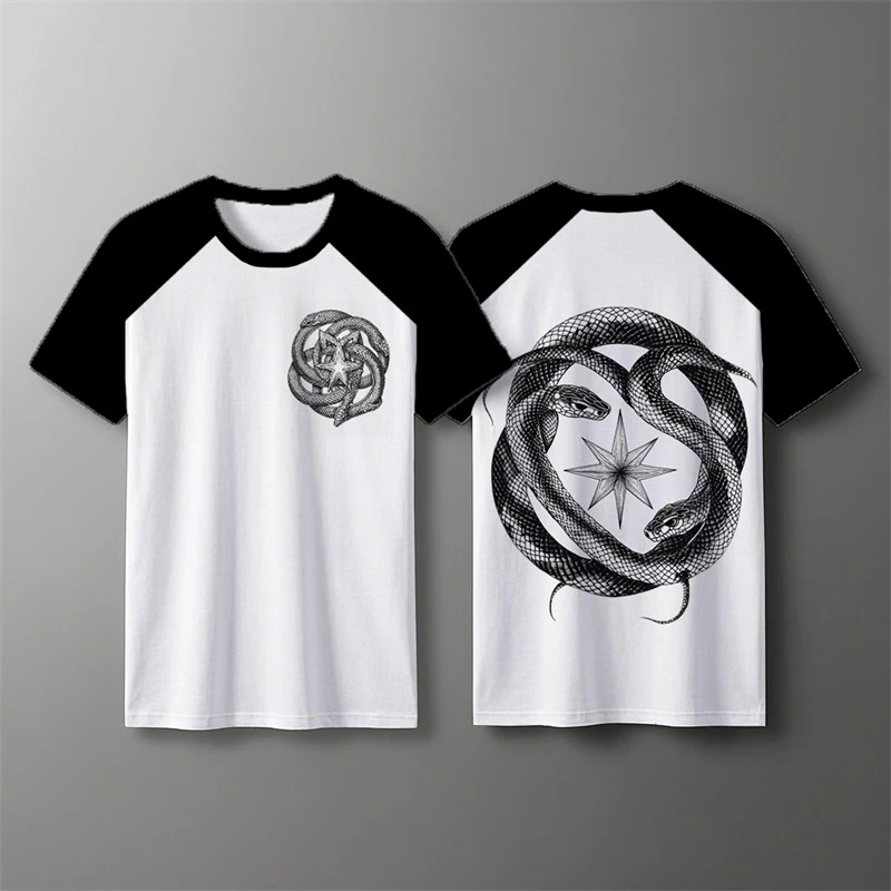 

Trendy Snake Pattern T Shirts For Men Summer Fashion Streetwear 3D Printed Hip Hop T-shirts Cool Oversized Harajuku Tees Tops