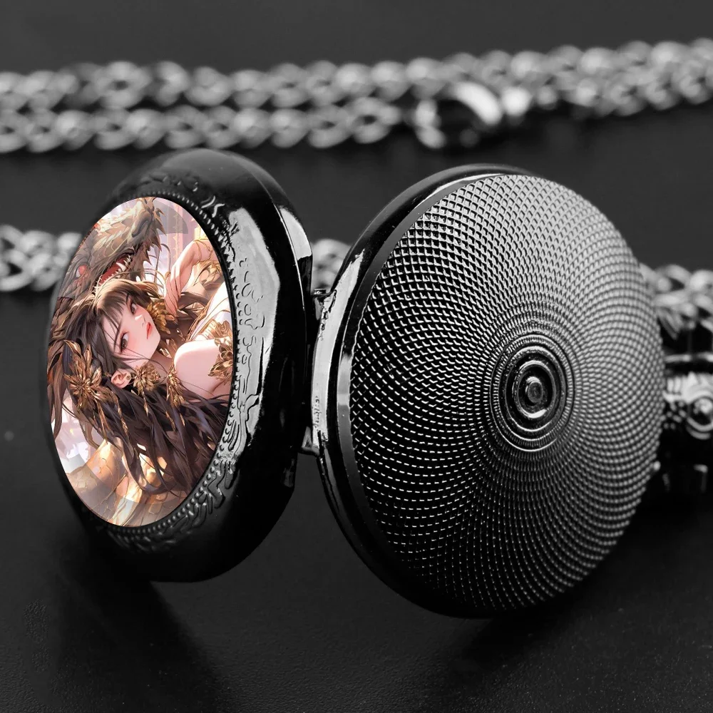 أنيقة خمر الخيال فتاة موضوع زجاج قبة ساعات الجيب الكوارتز قلادة قلادة هدايا للرجال النساء Reloj De Bolsillo #3