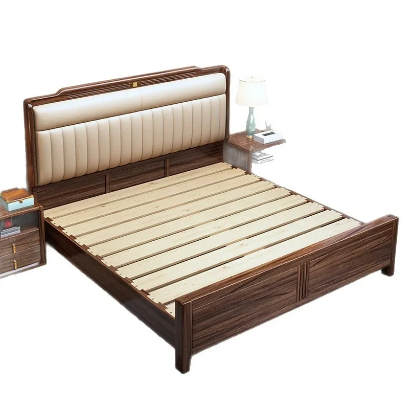 

Ebony solid wood bed soft bag new Chinese style. M master bedroom big bed. M high-end modern home storage wedding bed