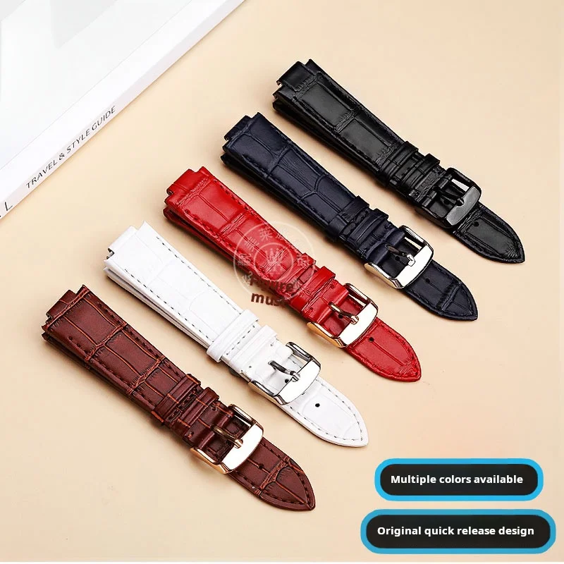 For LV Louis Vuitton TAMBOUR Quick release Smart convex Watch strap men's and women's Genuine Leather Fashion watchband 21*12mm