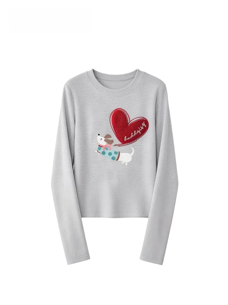 

Faionable Long Sve round Ne T-irt for plus Size Women Early Spring New Sle Slimming Versatile Mid-Length Top