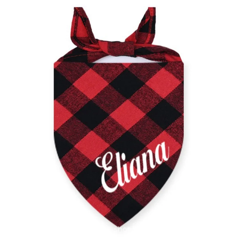 

Personalized Dog Bandana, Plaid Dog Bandana with Pets Name, Custom Buffalo Plaid Dog Bandana, Scarf For Dogs, Puppy Dog Gift