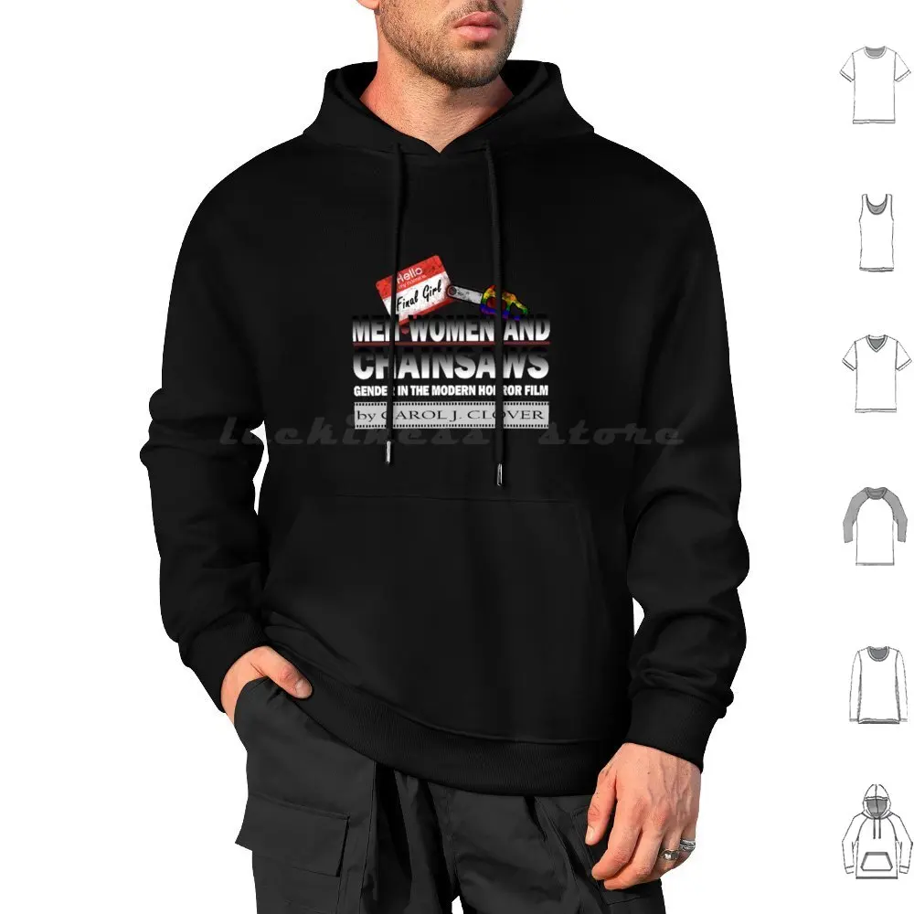 Men Women & Chainsaws Hoodies Long Sleeve Horror Books Bookworm Chainsaw Final Girl Gender Men Reading Scary Slasher