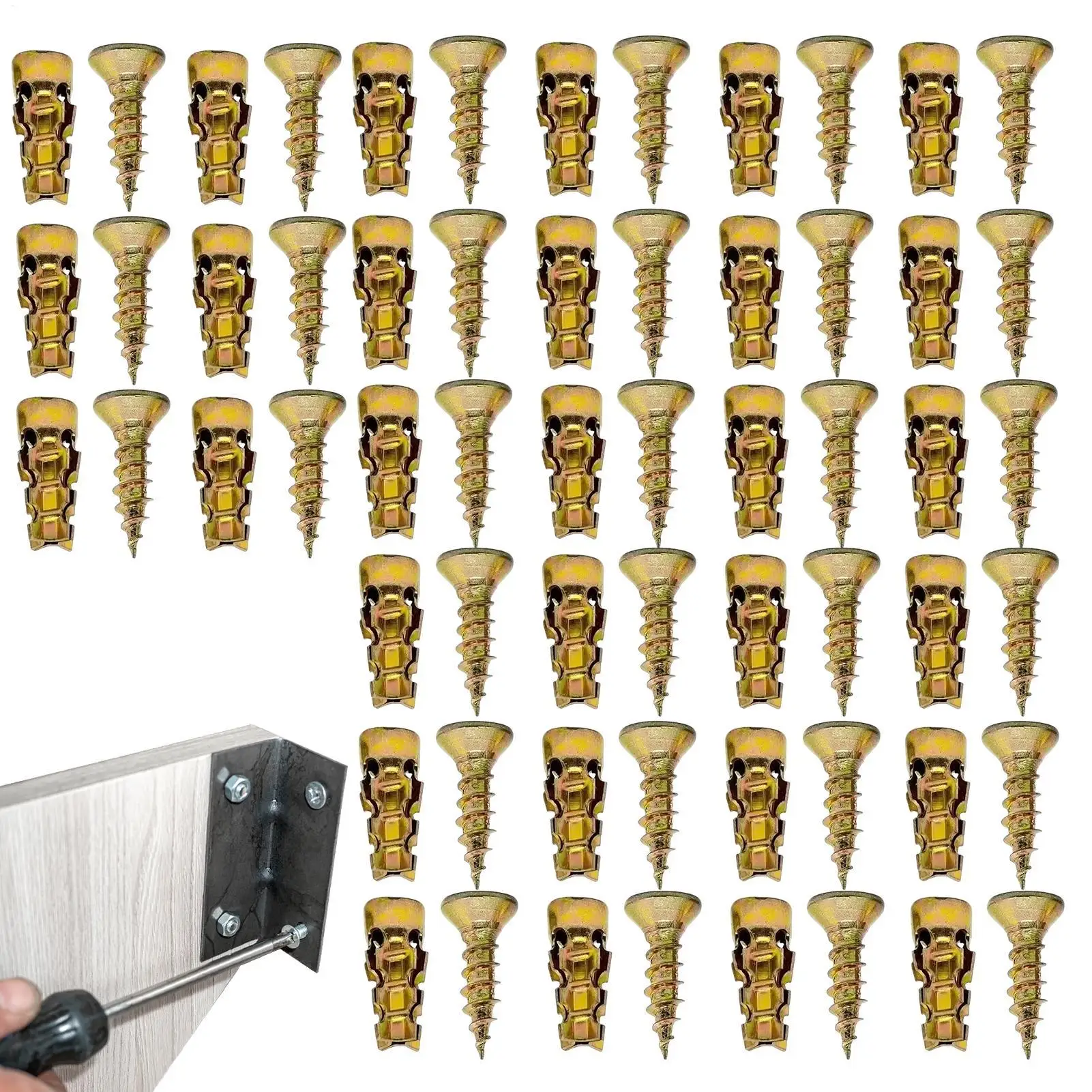 Carbon Steel Short Expansion Screws Wall Anchors For Cabinet Wardrobe Door Kitchen Bathroom Fixtures Fits Concrete Tile Stone