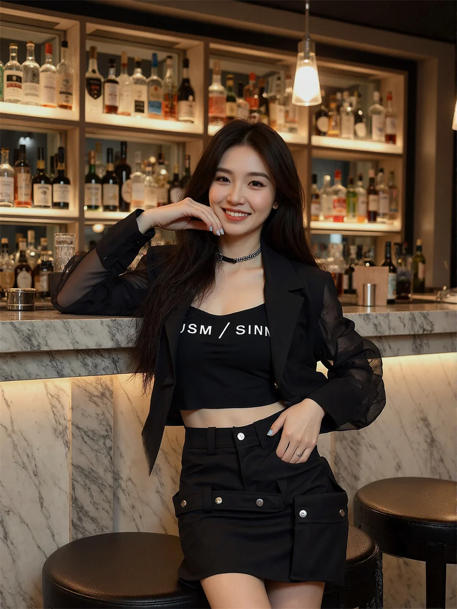 Sonnenschutz, abgeschnitten, durchsichtige Blazer mit Rückenschlitz, elegante Damenkleidung für Damen, Kunstseil, große Schneiderei, gerüscht, gepolstertes Wildleder für Damen