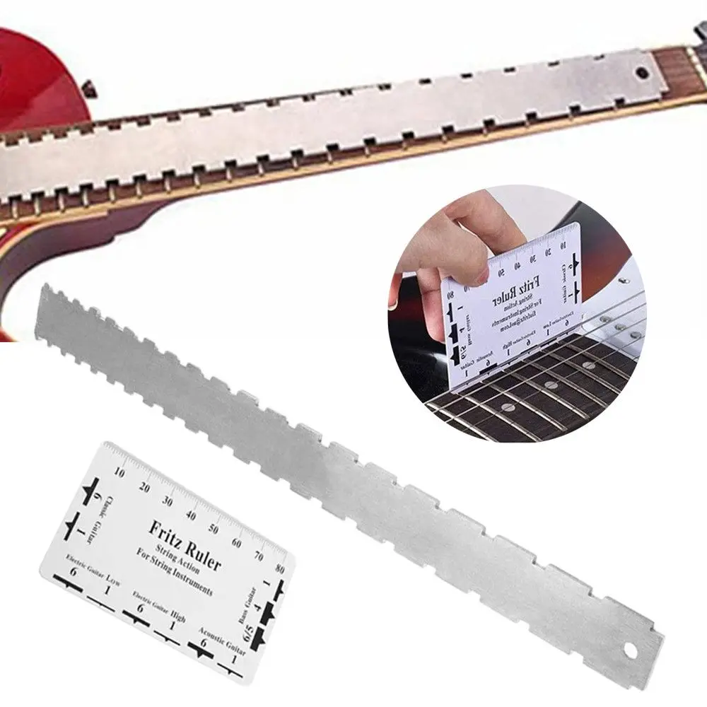 Guitar Neck Notched Straight Edge Luthiers Tool with String Action Ruler Gauge For Gibson For Fender Electric Guitar