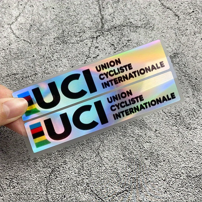 2Pcs UCI Certified Laser Cut Bike Seat Bar Sticker, UV Gradient Rainbow Waterproof Scratch Resistant Vinyl Decal view 3