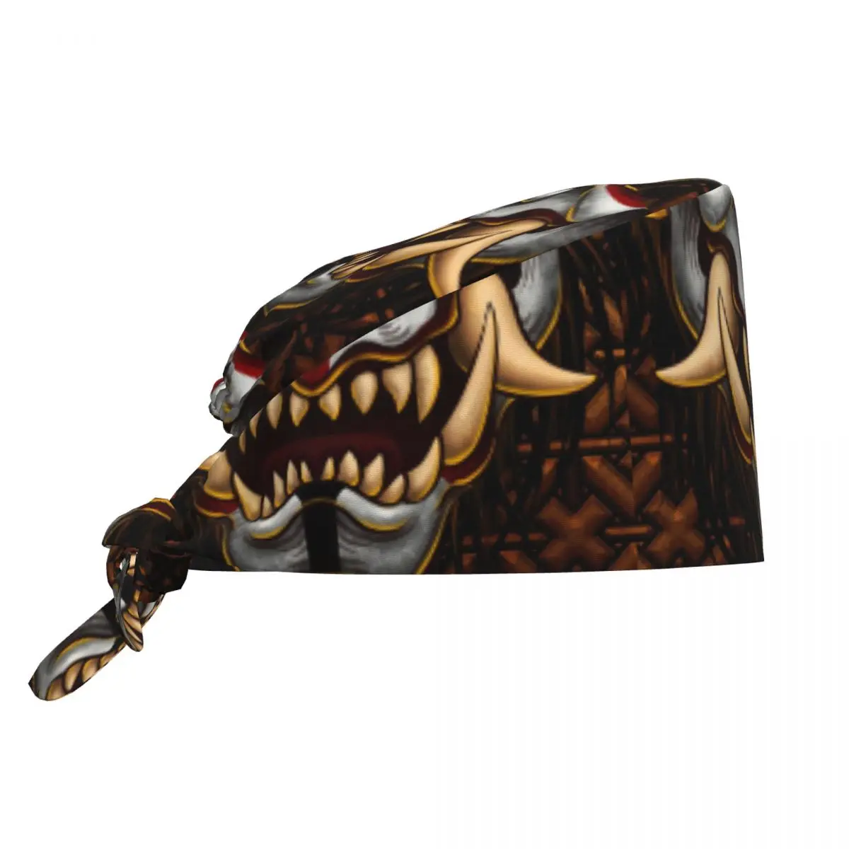 Classic Japanese Oni Samurai Breathable Scrub Hat Surgical Scrub Caps Nurse Medical Cap Demon Hannya Tattoo Work Scrubs Hat