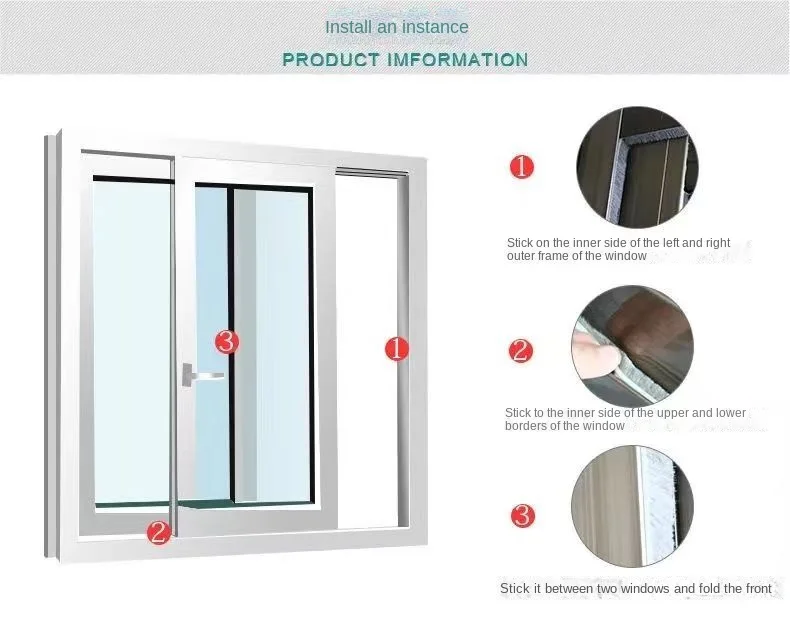 5/10/20 m selbstklebender Wolldichtungsstreifen, Tür- und Fensterisolierung aus Aluminiumlegierung, Schalldämmung und Kollisionsschutz – Detail 15