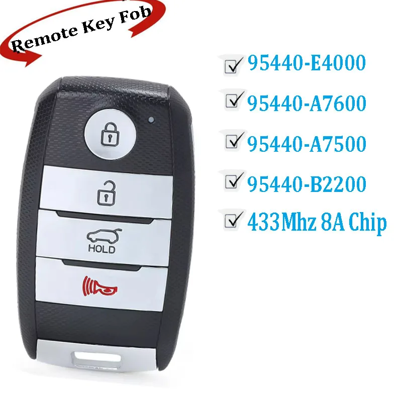 KEYECU Smart Remote Key Fob for Kia Forte Forte5 SOUL EV 95440-E4000 95440-A7600 95440-A7500 95440-B2200 433Mhz 8A  CQOFN00100