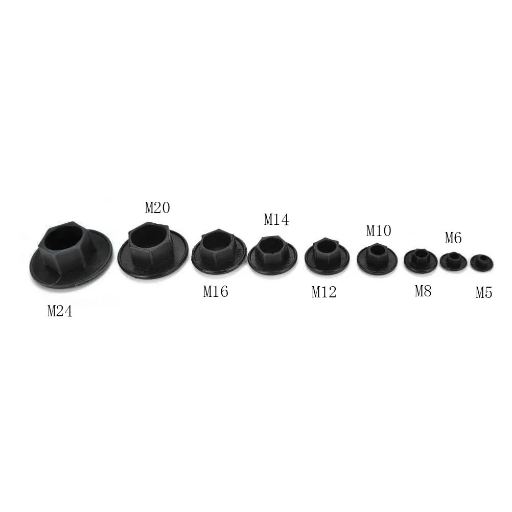 20PCS M5/M6/M8/M10/M12/M14 Black Hex Socket Allen Bolt Screw Nut Hexagon Head Cover Cap Protector