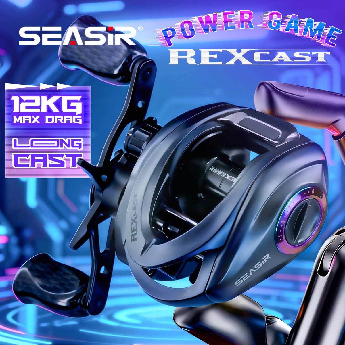 baitcast reels for longer cast Seasir Rexcast Baitcasting Fishing Reel Long Cast Max Drag 12kg Carbon  Washers Brass Gears 7.3:1 6+1BB Fresh Saltwater Design