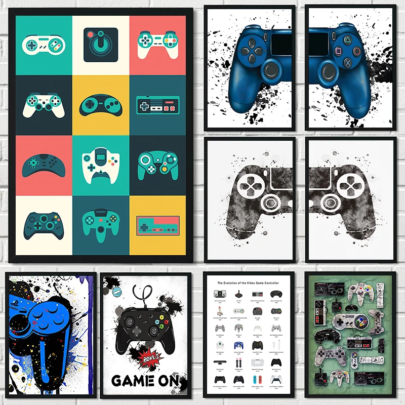 Modern Video Game Controllers Poster Handheld Game Console Gamepad Canvas Painting Wall Art Print Picture Gamer Room Home Decor