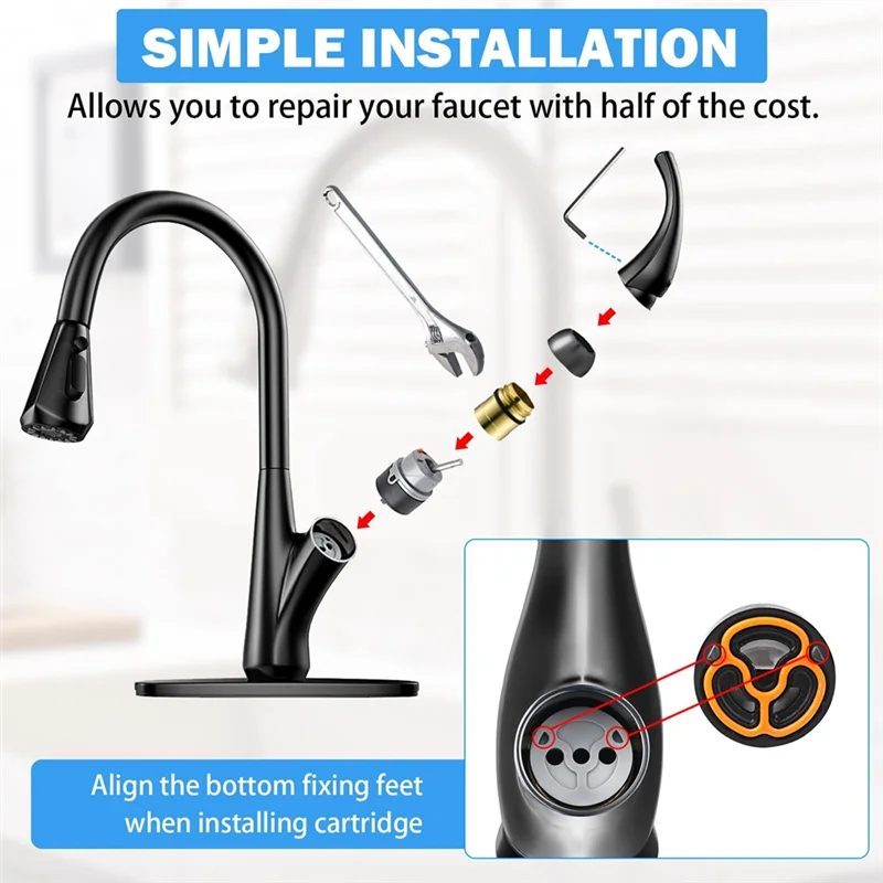 ABSE-RP50587 For Delta Faucet Cartridge, DST Compatible Single Handle Repair,Valve Cartridge & Hex Wrench For Kitchen