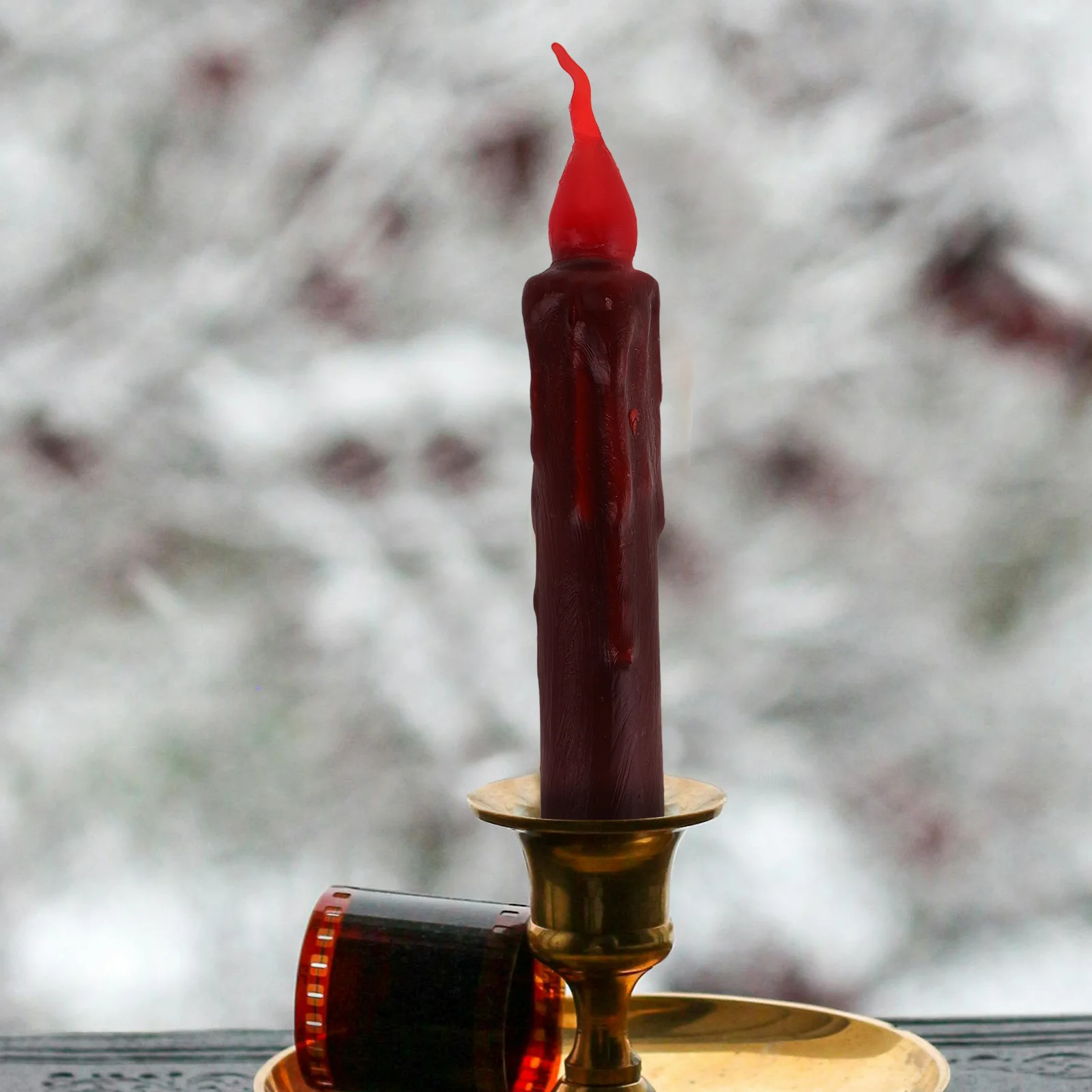 

2 Pcs Electronic Light Flameless Candles Lamp Halloween Indoor Window Lights Abs Taper Electric