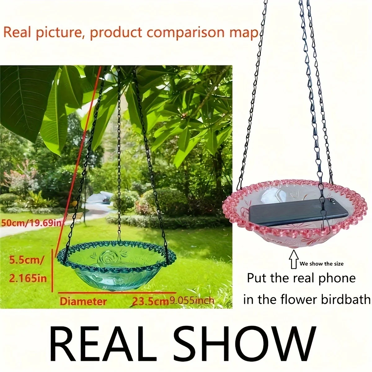 

4pcs Hanging Bird Feeder and Bathtub Set, Decorative Outdoor Garden Charms for Hummingbirds and Other Birds, Durable PP