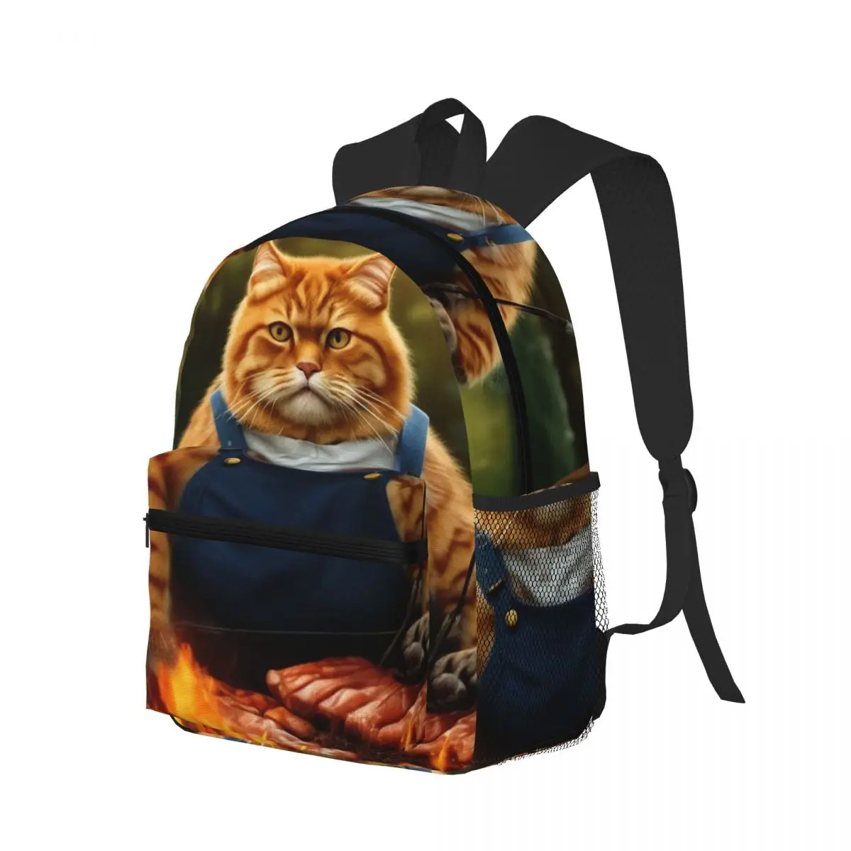 

Cartoon Fun Cat Barbecue Design Student Backpack School Bag Hiking Travel Daypack for Boys Girls Bookbag Shoulder Bags