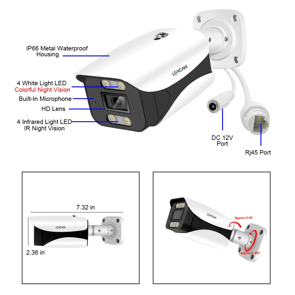 Imagem -06 - Loxcam-cctv Security Câmera System Kit 8ch 4k Poe Nvr 8mp Color Night Vision Indoor Outdoor Audio Video Surveillance Set