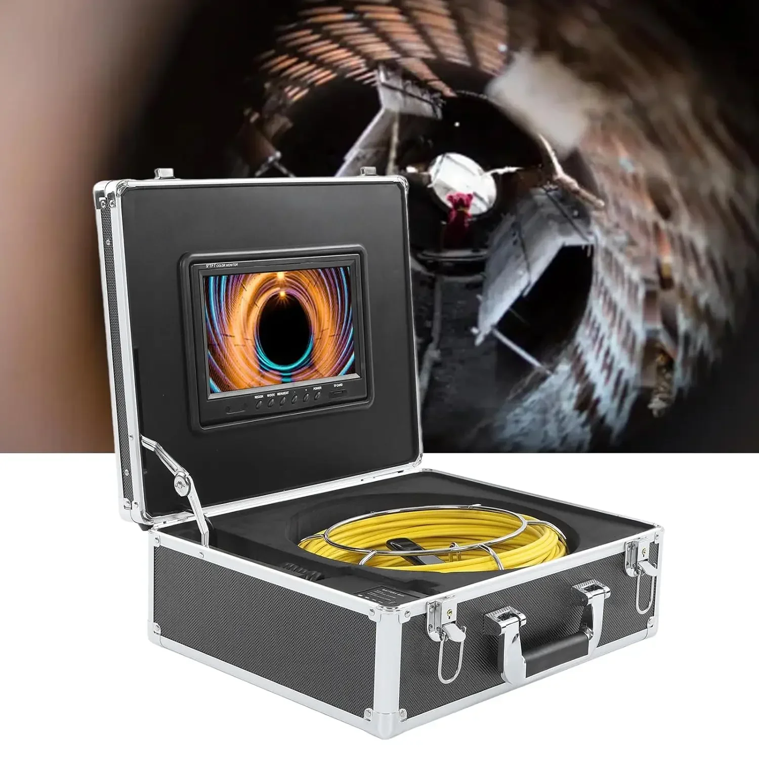 918D VEVOR Pipe Inspection Video Camera 9inch Monitor 8GB SD Card 18mm Waterproof IP68 Drain Sewer Duct Industrial Endoscope