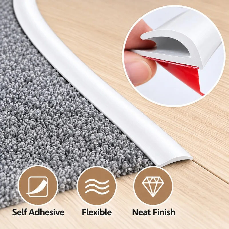 1/3Meters PVC Self Adhesive Carpet Border Trim Strip Flexible Floor Transition Molding Decorative Strip for Rug Flooring