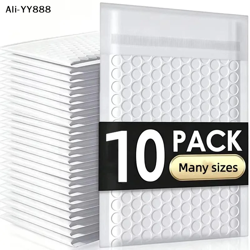 【Y】10 Pcs White Self-Sealing Bubble Envelopes Bag Waterproof Mailers Shipping Envelope Pouch Packaging Bags Storage Organizer
