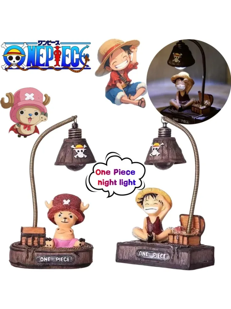 One Piece Luffy Tony Chopper kleine Nachtlampe, hochwertige Cartoon-Puppenfigur, kreatives Desktop-Ornament, Geschenk für Männer und Frauen