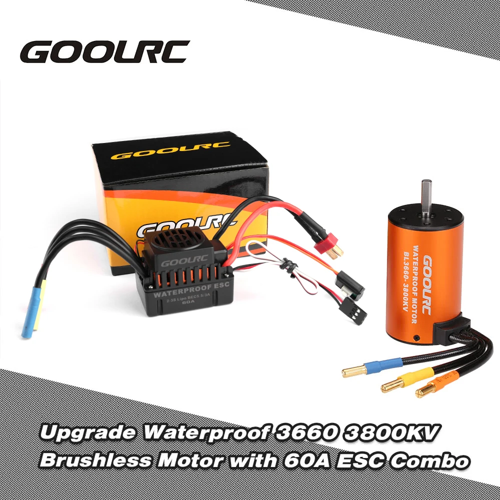 Goolrc Upgrade Waterdichte 3660 3800kv Borstelloze Motor Met 60a Esc Combo Set Voor 1/10 Rc Auto Truck Voertuig Speelgoed Onderdeel