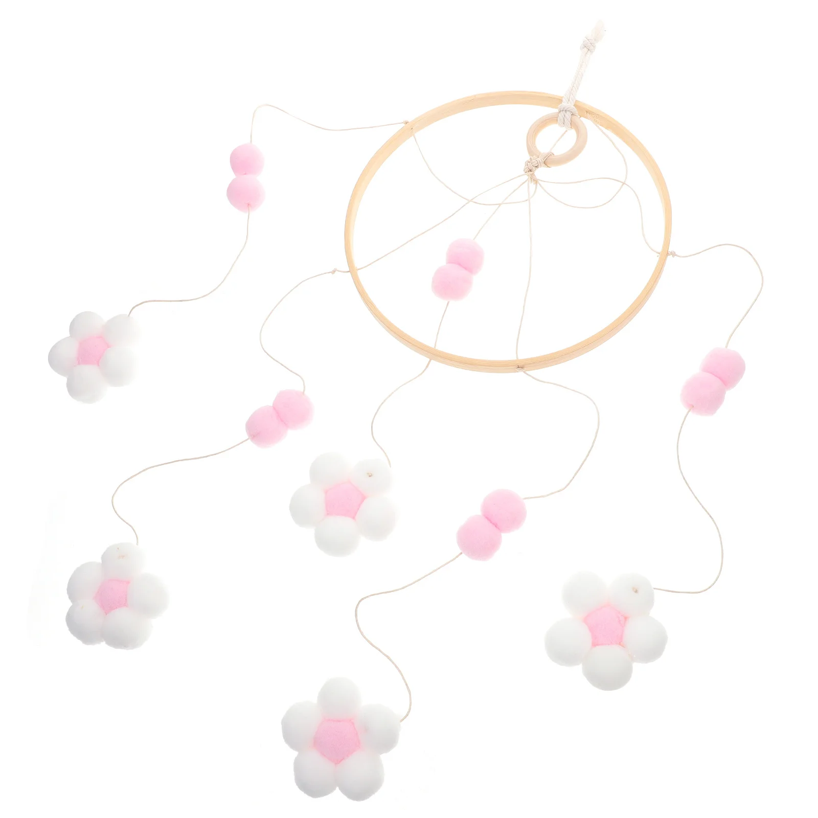 Wieg Mobiele Hangende Decoratie Hout Wol Babykamer Kinderkamer Slaapkamer Windgong Hangende Ornament Wieg Mobiele Kinderkamer Decor