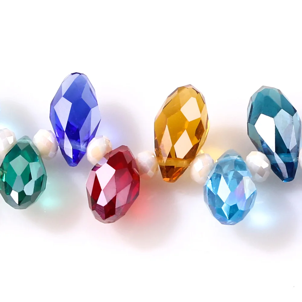 Austrian AB Color Teardrop Crystal Bead Water Drop Faceted Glass Bead Loose Spacer Bead do tworzenia biżuterii DIY Bransoletka Naszyjnik