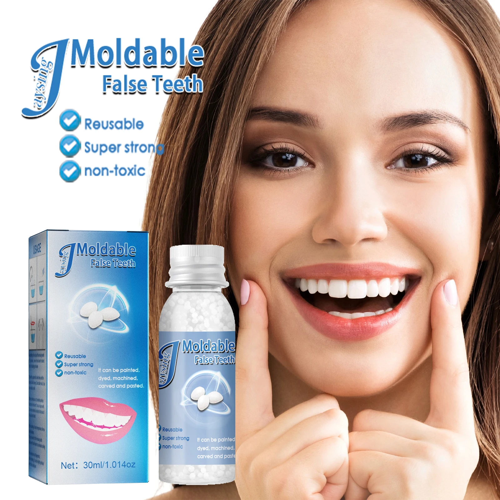 

Resin Temporary Tooth Repair Granules Teeth Gaps Missing Broken Tooth Filling Moldable Dentures Adhesive False Teeth Tools