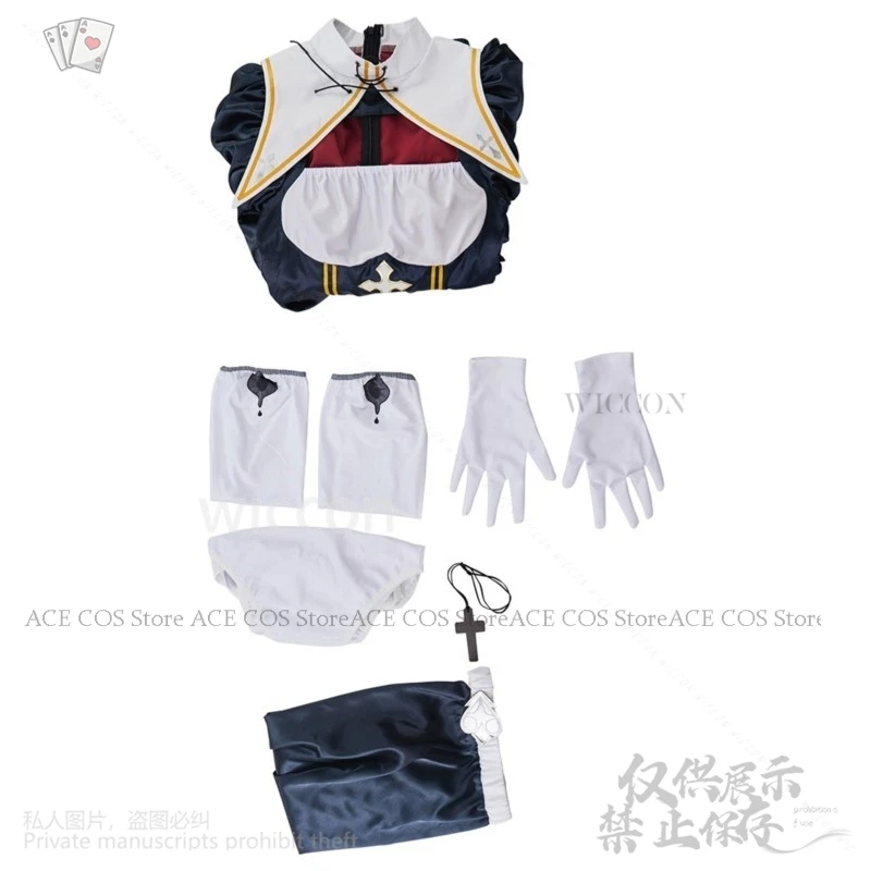 Anime Seksi Kartun Gadis Jepang Cosplay Jirai Kei Seragam Charlotte Adik Biarawati Gaun Gelap Lolita Wig untuk Halloween Anime