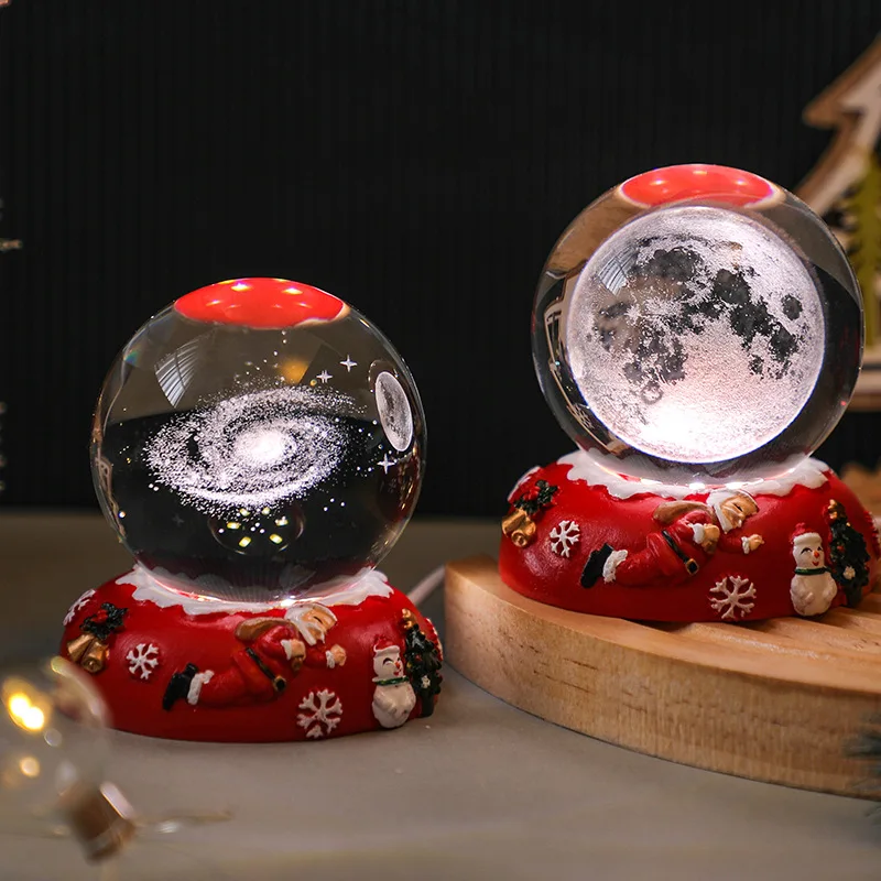 

Christmas luminous 3D inner engraving crystal ball night light Santa Elk creative desktop ornament to send friends holiday gifts