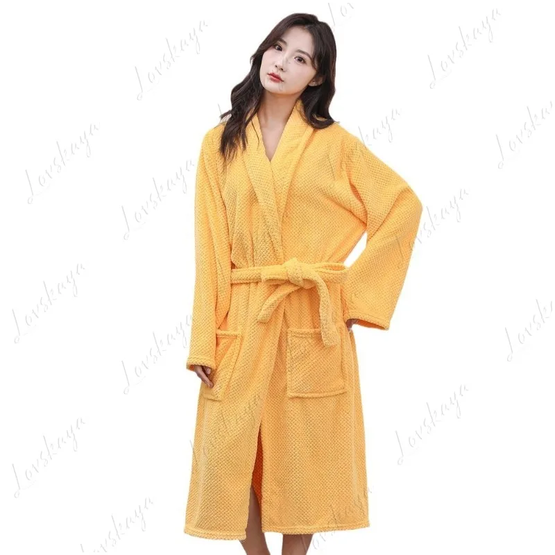 

Утолщенный халат из кораллового флиса, впитывающий, быстросохнущий, для ванны, можно носить для мужчин и женщин, для взрослых, для дома, отеля, салона красоты