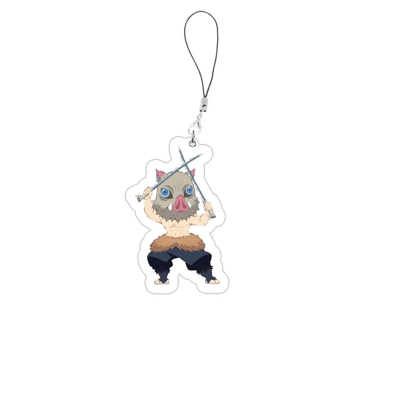 Acrylic Kimetsu No Yaiba Phone Charms Funny Pendant Small Pendant Keyring Anime Kimetsu No Yaiba Mobile Phone Chain Keychain