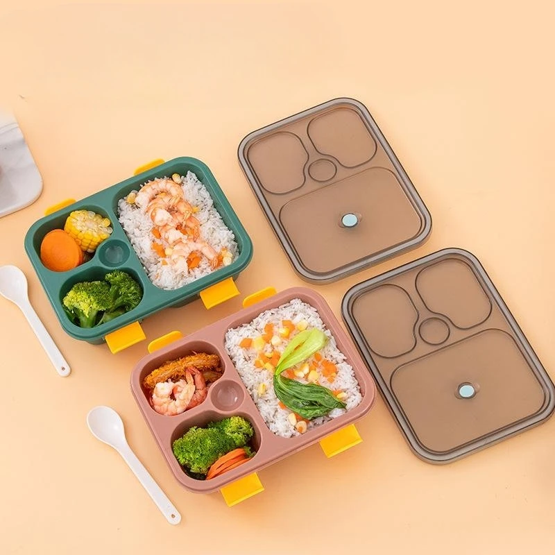 Microwave Lunch Box Wheat Straw Bento Box With Compartment Camping Picnic Food Container Kids School Adult Office Lunchbox