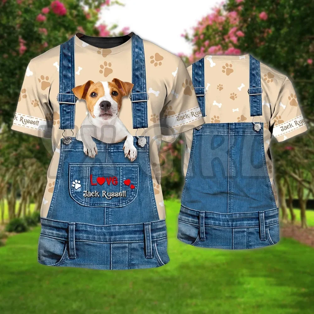 Summer Fashion Men t shirt Love Jack Russell Cute 3D All Over Printed T Shirts Funny Dog Tee Tops shirts Unisex Tshirt