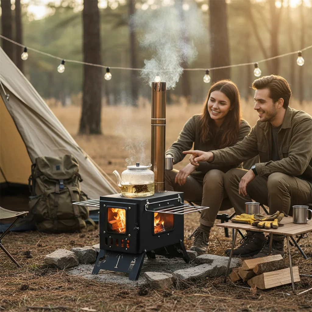 

Outdoor Camping Barbecue Grill Wood-burning Stove Integrated Camping Stainless Steel Tabletop Stove