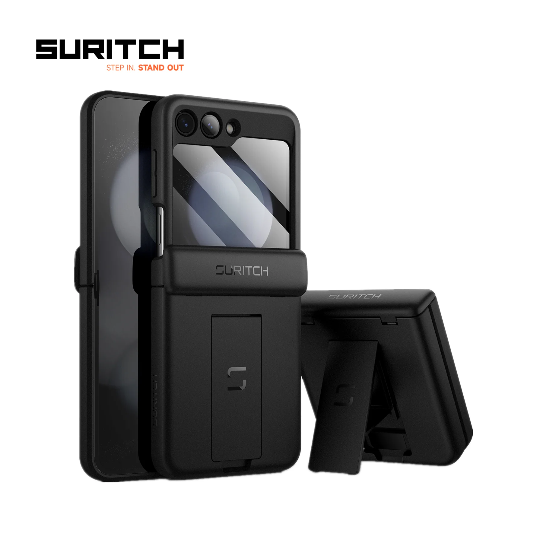 

For Samsung Galaxy Z Flip 5 Case with Built-in Screen Protector Kickstand Hinge Protection Full-Body Shockproof Protective Cover