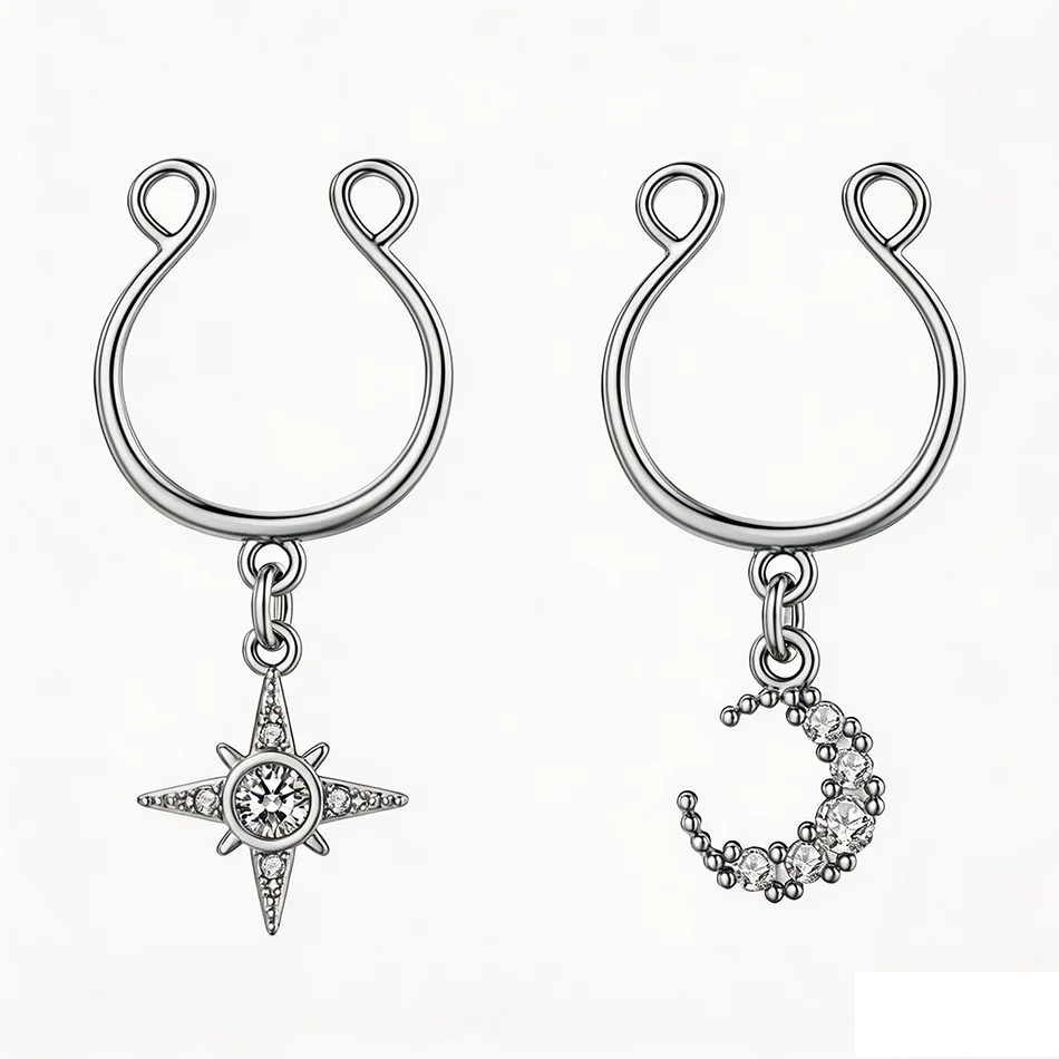 2 pcs Stainless Steel Fake Nipple Rings No Piercing Nipple Clip Perfect for Enhancing Your Look and Adding a Touch of Sexiness