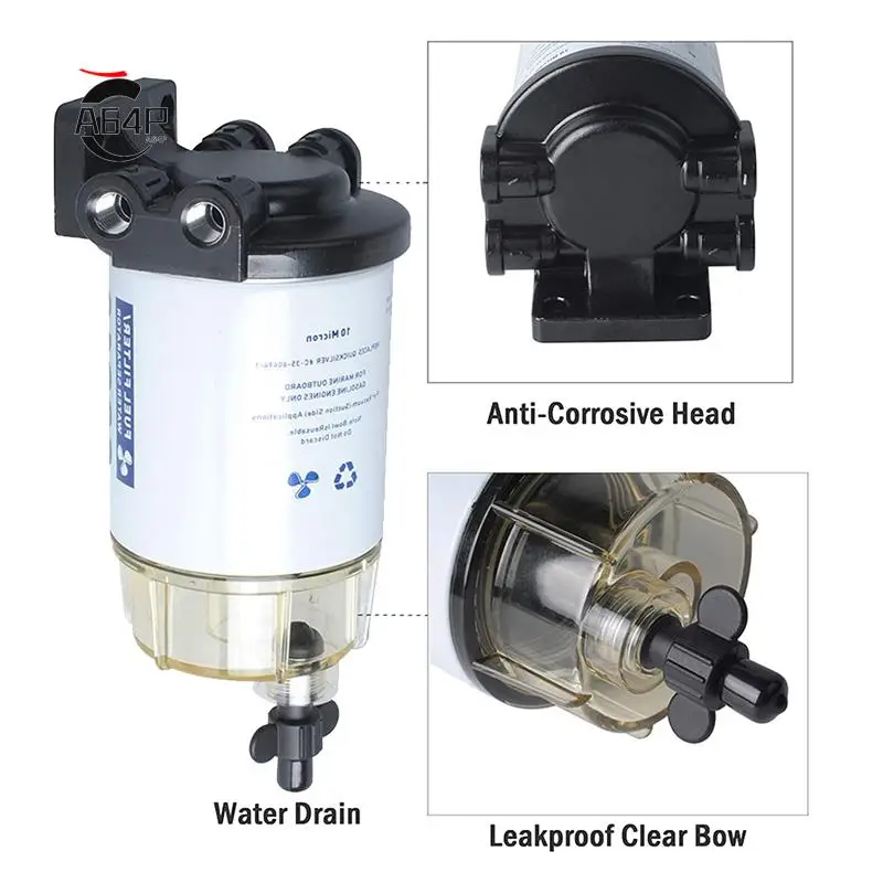 

A64P-New Boat 3/8 Inch NPT Fuel Water Separating Filter System S3213 For Mercury -Marine Outboard Motor Replacement