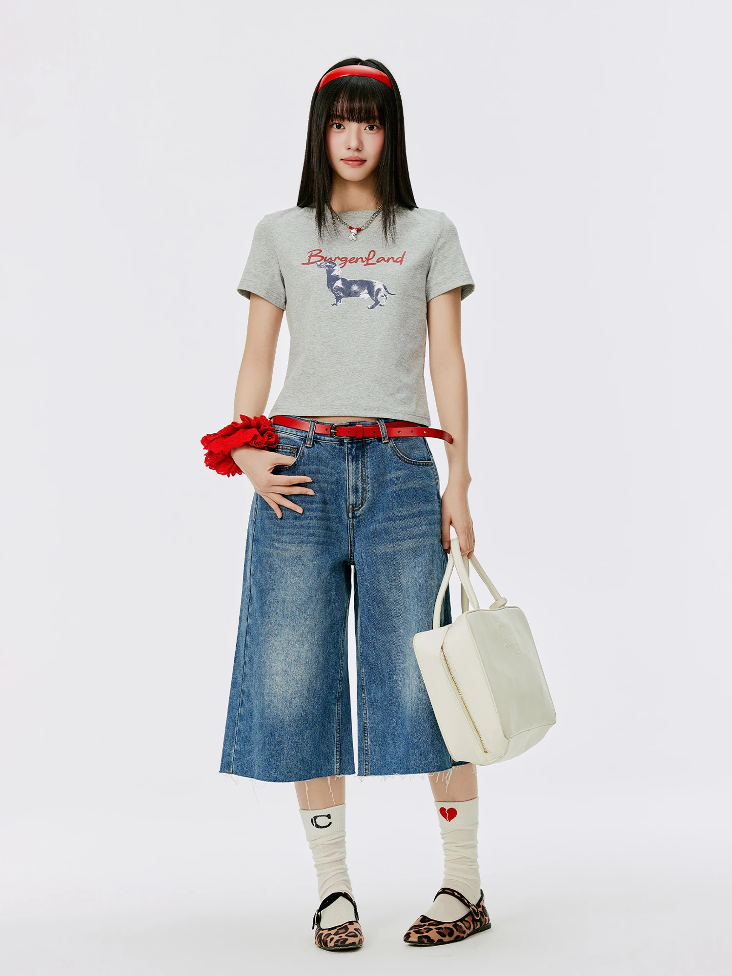 

Burgenland Women's ort Sve T-irt round Ne f Sve Summer ey Versatile ort Sle Korean Faion Cotton Blend