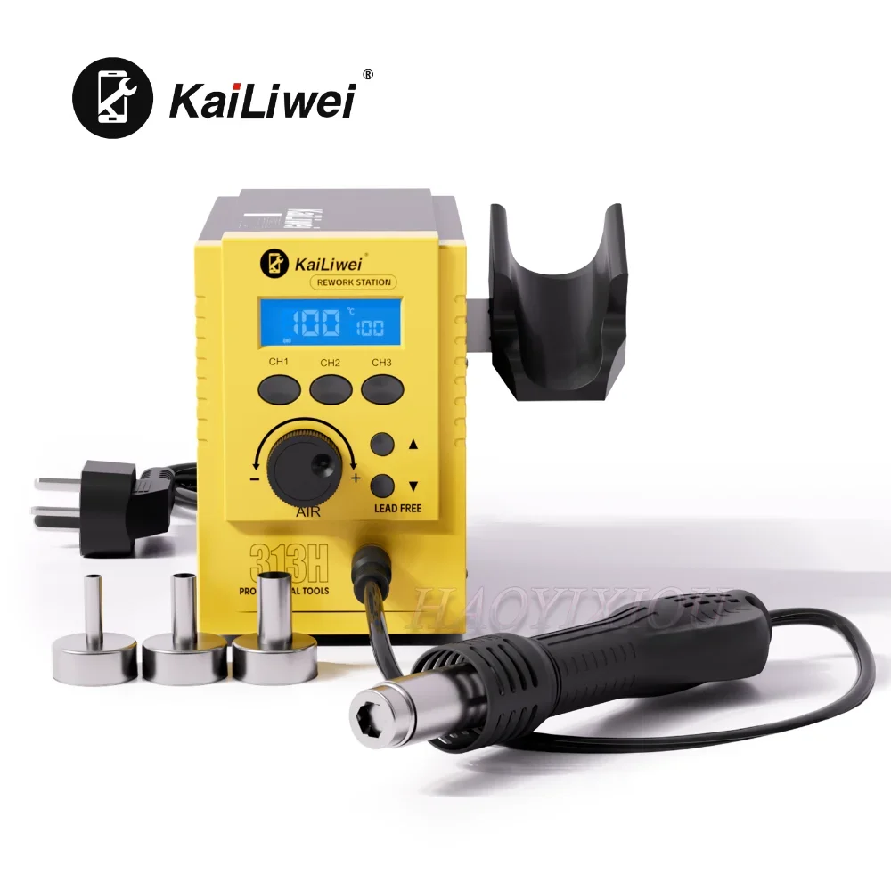 Kailiwei 313H LED Digital ESD Rework Station Lead Free Adjustable Hot Air Heat Gun 700W Air Soldering Station