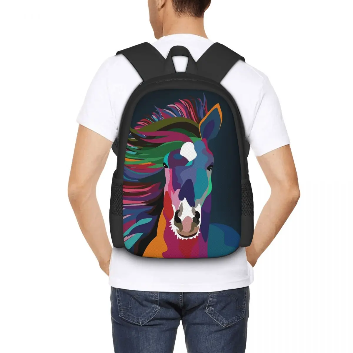 Horse Running Student Backpack School Bag Hiking Travel Daypack for Men Women Fashion Bookbag Shoulder Bags