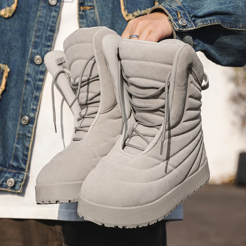 

Four-season Flat Solid Color Round-toed Lace-up Bestseller Large-sized Color-blocked Brand Flat High-quality High-top Boots