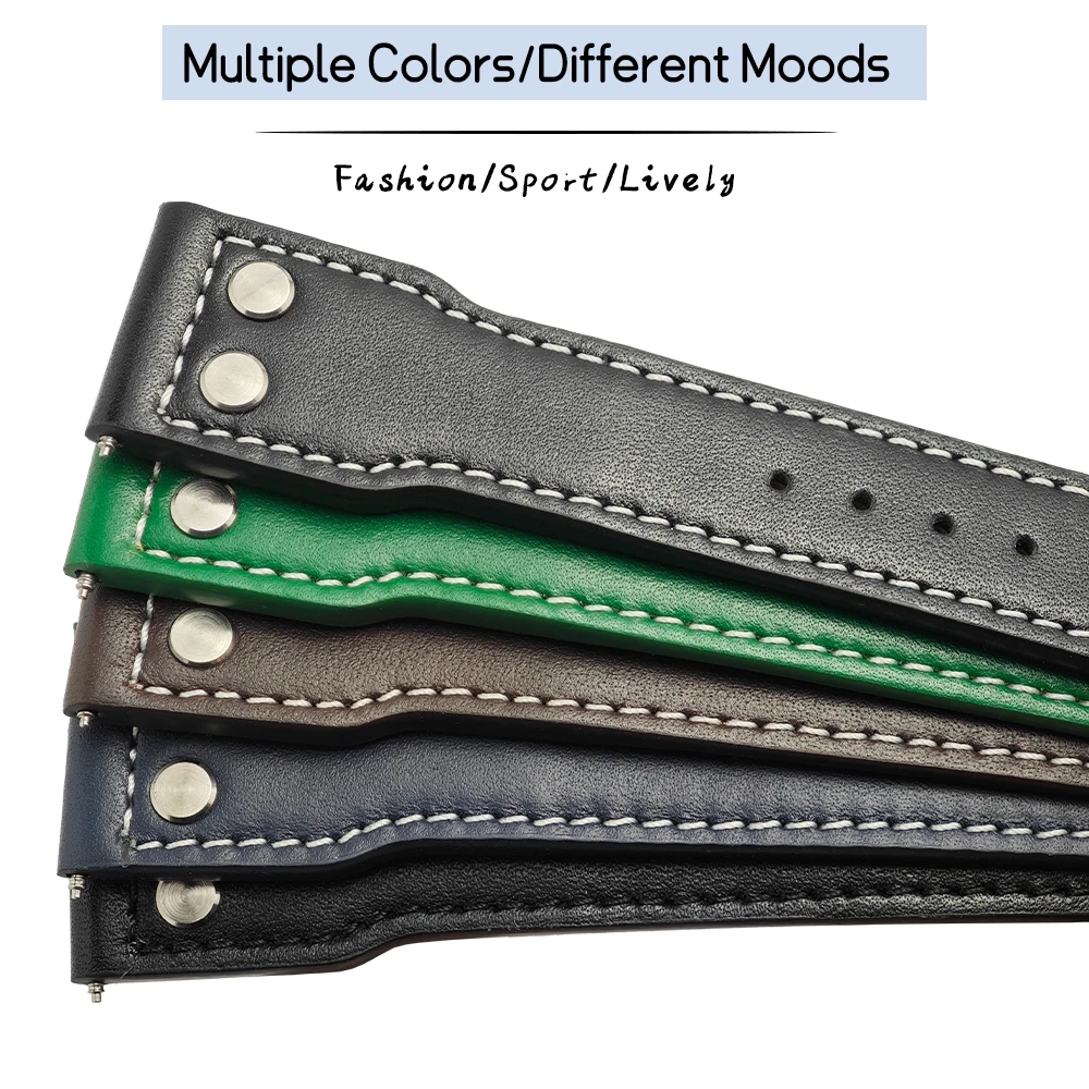Thick Calfskin Leather Watchband 20mm 21mm 22mm for IWC Big Pilot IW3777 IW5009 Le Petit Prince Cowhide Watch Strap with Rivets