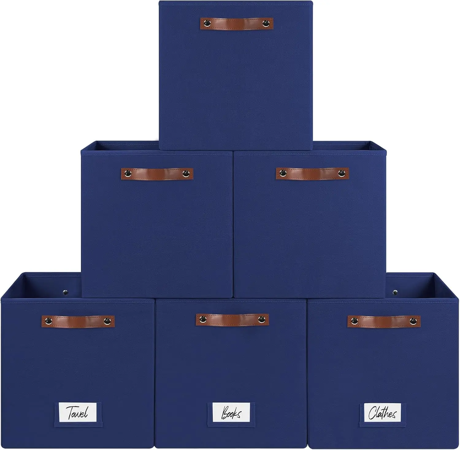 

6-Pack Storage Cubes with Handles & Label Holders Basket, Closet Cube Home Organizer Bins(Blue, 13 x 13 x 13 inch)