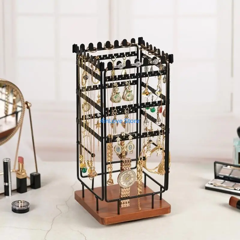 

T4MD Stylish Jewelry Display Tower Easy Access Metal Rack for Earrings and Necklaces
