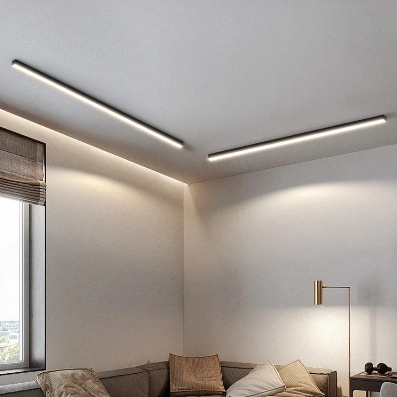 

Modern Iron Art LED Ceiling Lights Long Strip Acrylic Lampshade Restaurant Living Room Bedroom Surface Mounted 220V Hanging Lamp