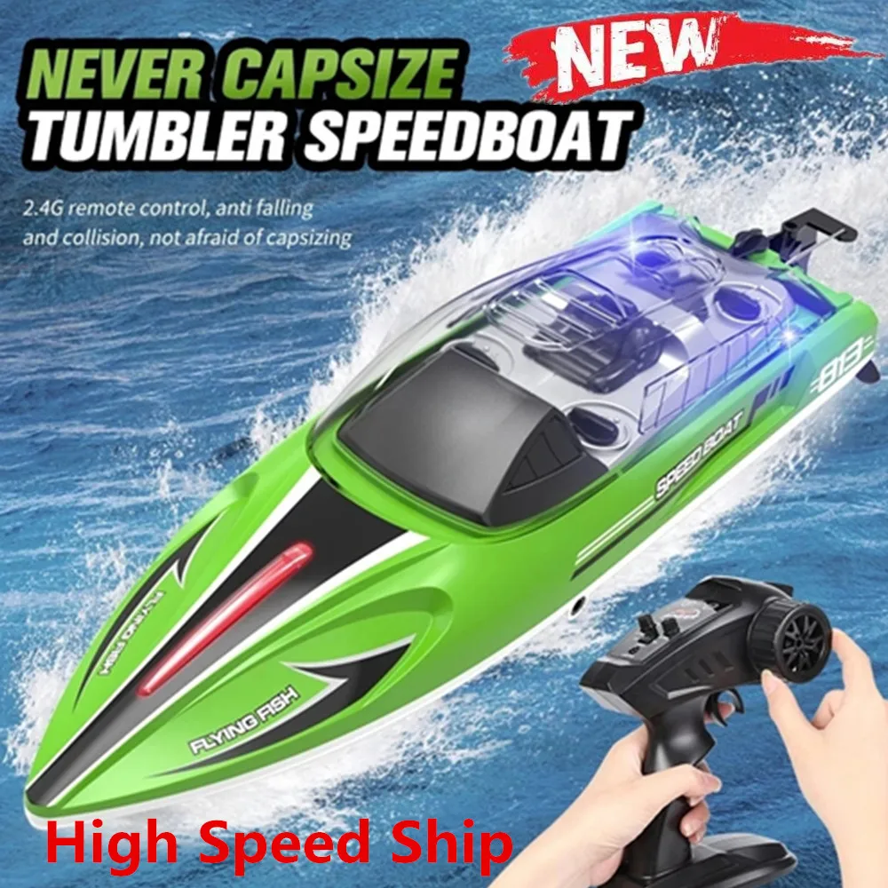 RC Boats Professional SpeedBoat With Night Light 25KM/H High Speed Remote Control Boat Summer Outdoor Water Toys